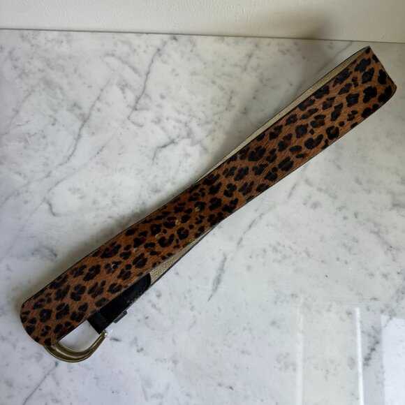 Banana Republic Leopard Print Haircalf Leather Wide Waist Belt - XS Made in USA - Picture 6 of 7